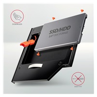 AXAGON RSS-CD09 ramka na 2,5" SSD/HDD do gniazda DVD, 9.5 mm, LED, aluminium