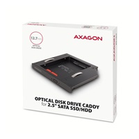 AXAGON RSS-CD12 ramka na 2,5" SSD/HDD do gniazda DVD, 12.7 mm, LED, aluminium