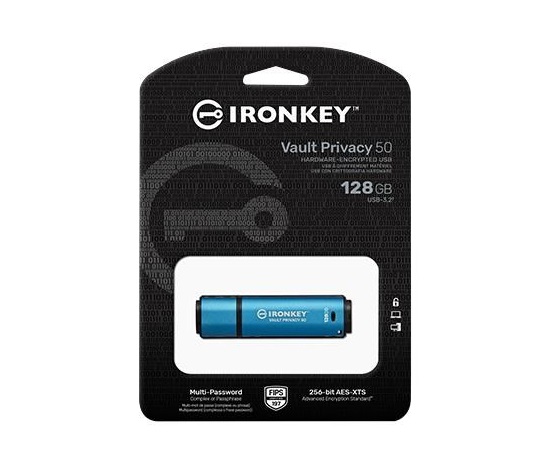 Kingston Flash Disk IronKey 128GB Vault Privacy 50 AES-256 Encrypted, FIPS 197