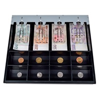 Virtuos pokladní zásuvka C420D - s kabelem, kovové držáky, 9-24V, černá