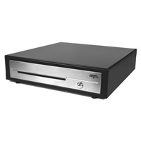 Virtuos pokladní zásuvka C430D - s kabelem, kovové držáky, nerez panel, 9-24V, černá