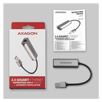AXAGON ADE-25R, USB-A 3.2 Gen 1 - karta sieciowa 2.5 Gigabit Ethernet, Realtek 8156, automatyczna instalacja, szara