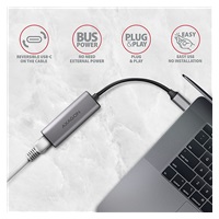 AXAGON ADE-25RC, USB-C 3.2 Gen 1 - karta sieciowa 2.5 Gigabit Ethernet, Realtek 8156, automatyczna instalacja, szara