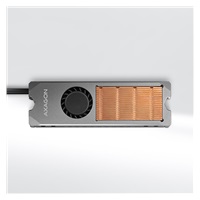 AXAGON CLR-M2FAN, miedziany radiator z wentylatorem na jedno i dwustronny dysk M.2 SSD, wysokość 13 mm