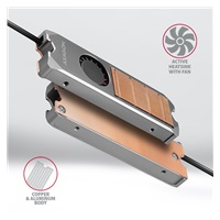 AXAGON CLR-M2FAN, miedziany radiator z wentylatorem na jedno i dwustronny dysk M.2 SSD, wysokość 13 mm