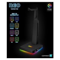 CONNECT IT NEO Stand-It RGB stojánek na sluchátka + USB hub, černá