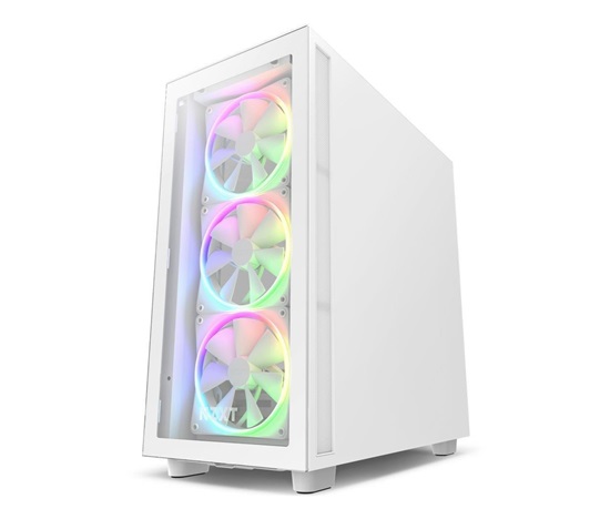 NZXT skříň H7 Elite Edition / ATX / 4x120mm (3xRGB) fan / USB-C /2x USB/ proskl. bočnice / proskl. přední panel / bílá