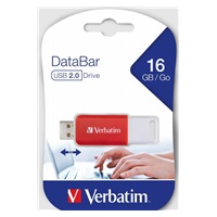 VERBATIM Flash Disk 16GB DataBar USB 2.0 Drive, červená