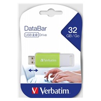 VERBATIM Flash Disk 32GB DataBar USB 2.0 Drive, zelená