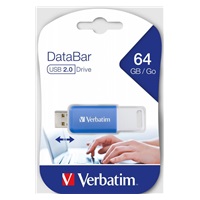 VERBATIM Flash Disk 64GB DataBar USB 2.0 Drive, modrá