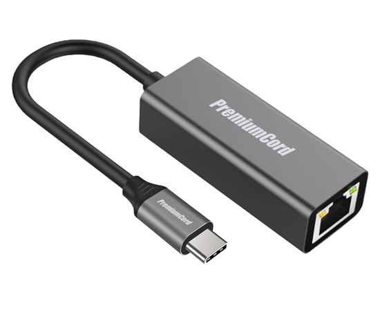 PremiumCord převodník USB-C na Gigabit konektor RJ45