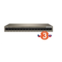 Tenda TEG1016M - 16-port Gigabit Ethernet Switch, 10/100/1000 Mbps, Fanless, Kov