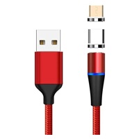 PREMIUMCORD Magnetický micro USB a USB-C nabíjecí a datový kabel 1m, červený