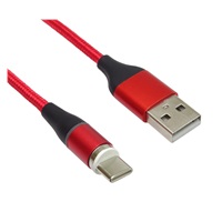 PREMIUMCORD Magnetický micro USB a USB-C nabíjecí a datový kabel 1m, červený