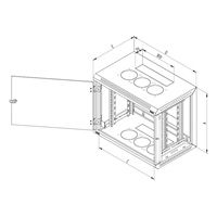 TRITON 19" jednodílný rozvaděč 15U/600mm, odnímatelné boční kryty, černý