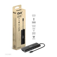 Club 3D Dokovací stanice USB-C 8v1, 1xDP, 1xHDMI, 1xUSB-C PD100W, 2xUSB, čtečka SD karet, šedá