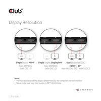 Club 3D Dokovací stanice USB-C 8v1, 1xDP, 1xHDMI, 1xUSB-C PD100W, 2xUSB, čtečka SD karet, šedá