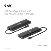 Club 3D Dokovací stanice USB-C 8v1, 1xDP, 1xHDMI, 1xUSB-C PD100W, 2xUSB, čtečka SD karet, šedá