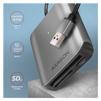 AXAGON CRE-S3, USB-A 3.2 Gen 1 - czytnik kart SUPERSPEED, 3-slot & lun SD/microSD/CF, obsługa UHS-II