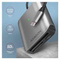 AXAGON CRE-S3C, USB-C 3.2 Gen 1 - czytnik kart SUPERSPEED, 3-slot & lun SD/microSD/CF, obsługa UHS-II
