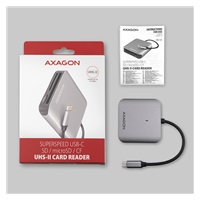 AXAGON CRE-S3C, USB-C 3.2 Gen 1 - czytnik kart SUPERSPEED, 3-slot & lun SD/microSD/CF, obsługa UHS-II
