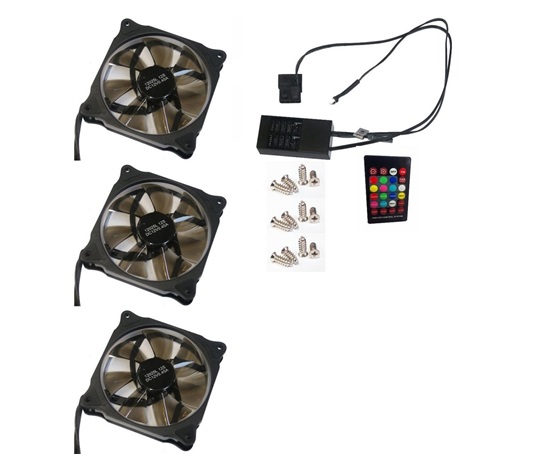 EUROCASE ventilátor RGB 120mm (Ring type), set 3ks + controller