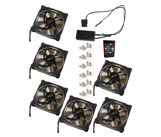 EUROCASE ventilátor RGB 120mm (Ring type), set 6ks + controller