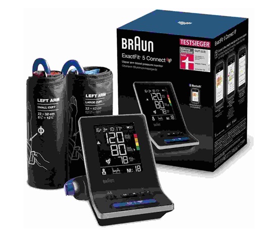 Braun ExactFit 5 CONNECT BUA6350 tlakoměr na paži, detekce arytmie, LCD displej, Bluetooth