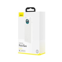 Baseus Amblight powerbanka s digitálním displejem QC 30000mAh Overseas Edition + kabel Type-C/Type-C 100W 1m, bílá