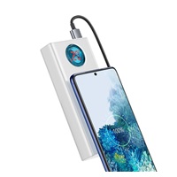 Baseus Amblight powerbanka s digitálním displejem QC 30000mAh Overseas Edition + kabel Type-C/Type-C 100W 1m, bílá