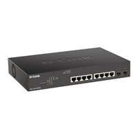D-Link DGS-1100-10MPV2 10-Port PoE+ Gigabit Smart Managed Switch, 8x PoE gigabit, 2x SFP, PoE budget 130W