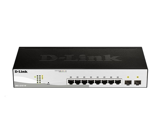 D-Link DGS-1210-10 10-Port Gigabit Smart+ Switch, 8x GbE, 2x SFP, fanless