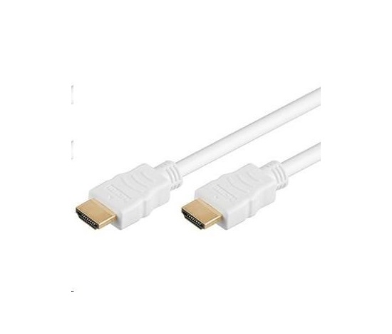 PremiumCord HDMI High Speed + Ethernet kabel,bílý, zlacené konektory, 3m