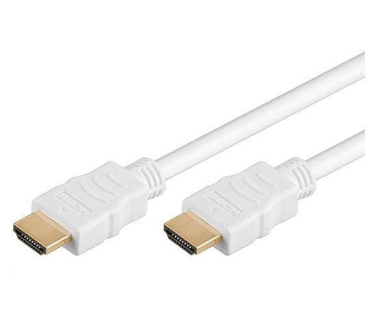 PremiumCord HDMI High Speed + Ethernet kabel, zlacené konektory, 1m, bílý
