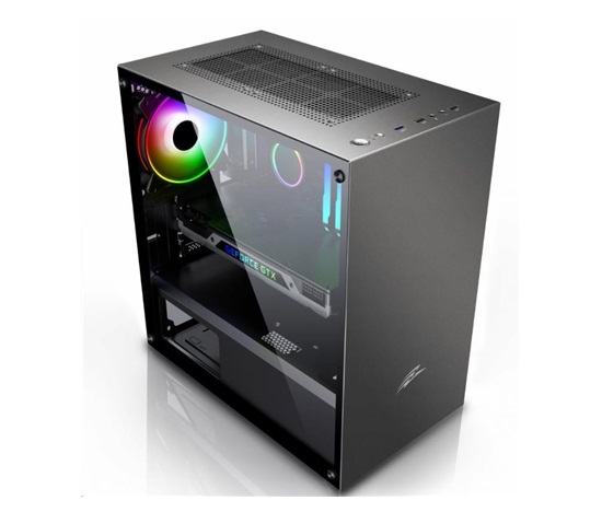 EVOLVEO M4, case mATX, 1x120mm PWM ventilátor, průhledná bočnice, černá