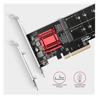 AXAGON PCEM2-ND, PCIe x8 kontroler - 2x slot M.2 NVMe M-key, RAID, wsparcie dla płyt bez bifurkacji, w zestawie LP