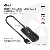 Club3D Adaptér HDMI + Micro USB na USB-C 4K120Hz/8K30Hz, Active Adapter M/F
