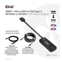 Club3D Adaptér HDMI + Micro USB na USB-C 4K120Hz/8K30Hz, Active Adapter M/F