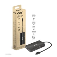 Club3D Dokovací stanice USB-C 7v1, 2xDP, 2xUSB-C, 2xUSB, 1xRJ45, černá