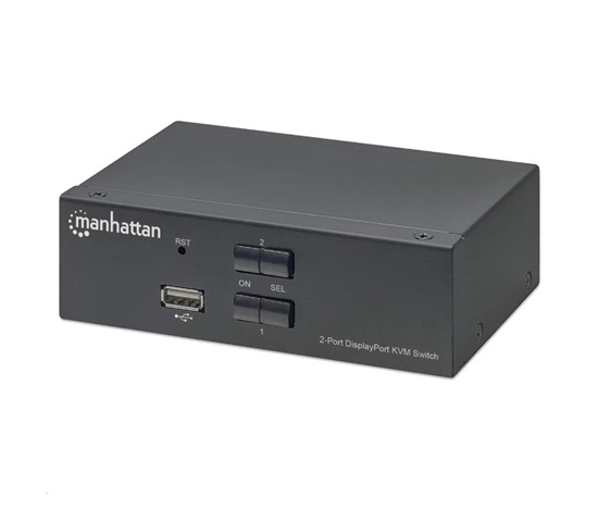 Manhattan DP přepínač, 2-Port DisplayPort KVM Switch, 4K@60Hz, černá