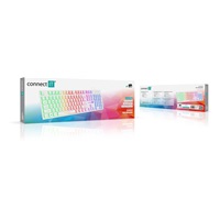 CONNECT IT kancelářská podsvícená klávesnice Chocolate RNBW, CZ + SK verze, bílá