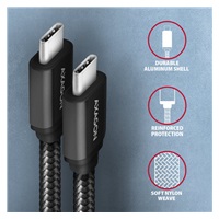 AXAGON BUCM3-CM30AB, SPEED kabel USB-C <-> USB-C, 3m, USB 3.2 Gen 1, PD 60W 3A, ALU, oplet, černý