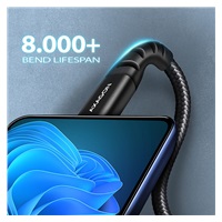 AXAGON BUCM-AM20AB, Kabel HQ USB-C <-> USB-A, 2 m, USB 2.0, 3A, ALU, oplot, czarny