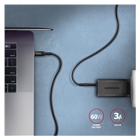 AXAGON BUCM-CM10AB, Kabel HQ USB-C <-> USB-C, 1 m, USB 2.0, PD 60W 3A, ALU, oplot, czarny