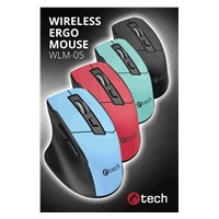 C-TECH myš Ergo WLM-05, bezdrátová, 1600DPI, 6 tlačítek, USB nano receiver, černá
