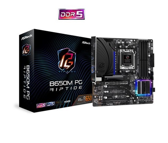 ASRock MB Sc AM5 B650M PG Riptide, AMD B650, 4xDDR5, 1xDP, 1xHDMI, mATX