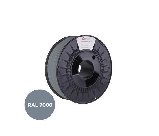 C-TECH Tisková struna (filament) PREMIUM LINE, PLA, veverčí šedá, RAL7000, 1,75mm, 1kg