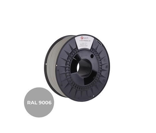 C-TECH Tisková struna (filament) PREMIUM LINE, PLA, bílý hliník, RAL9006, 1,75mm, 1kg