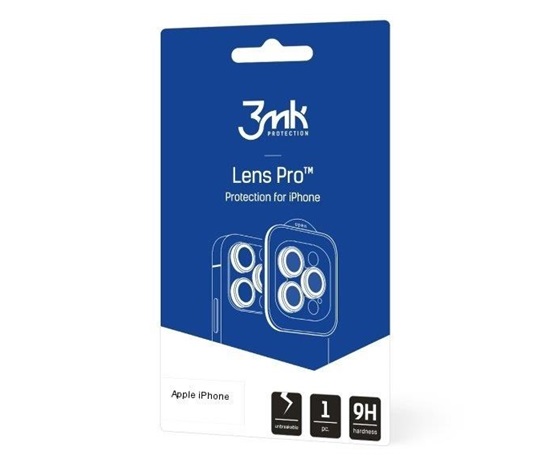 3mk tvrzené sklo Lens Pro ochrana kamery pro Apple iPhone 14 Pro / iPhone 14 Pro Max, stříbrná
