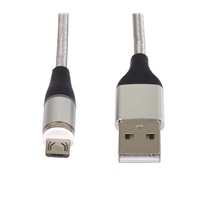 PremiumCord Magnetický micro USB a USB-C nabíjecí a datový kabel, 1m, stříbrná